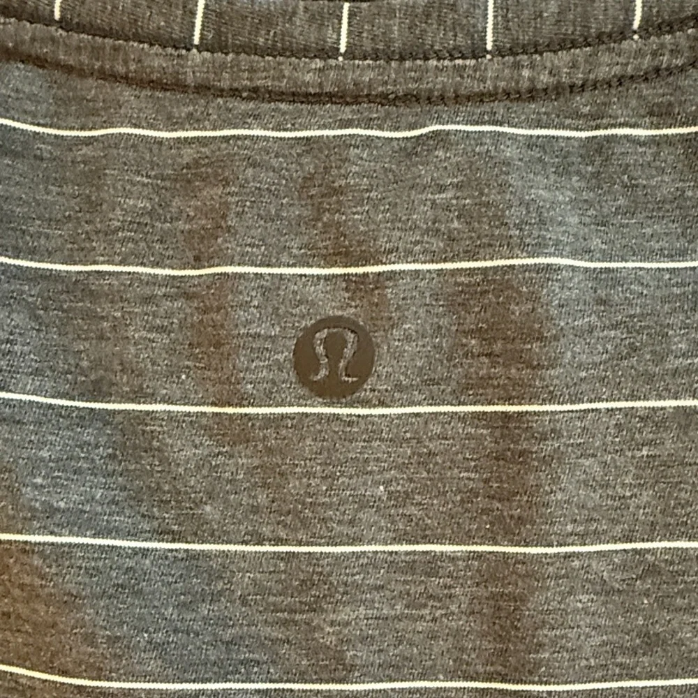 Lululemon Athletica Charcoal Striped V-Neck Tee